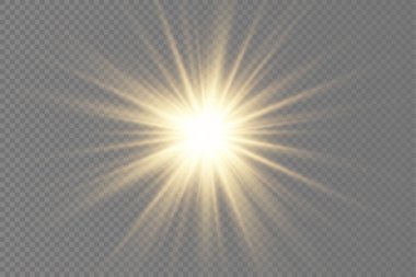 Parlak ışık yıldızı, sarı güneş ışınları.