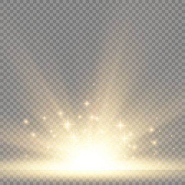 Yıldız patlaması, sarı parlayan ışıklar güneş ışınları.