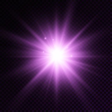 Mor parlak ışık yıldızı, menekşe patlaması güneş ışınları.