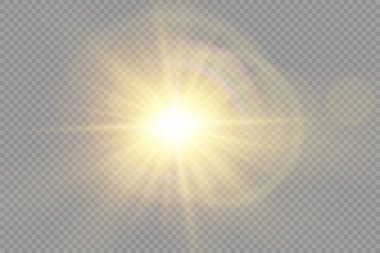 Parlak ışık yıldızı, sarı güneş ışınları, bokeh.