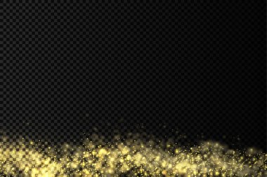 Işıldayan altın sihirli toz parçacıkları ışık saçar.