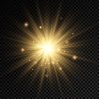 Parlak ışık yıldızı, sarı güneş ışınları, güneş ışığı.