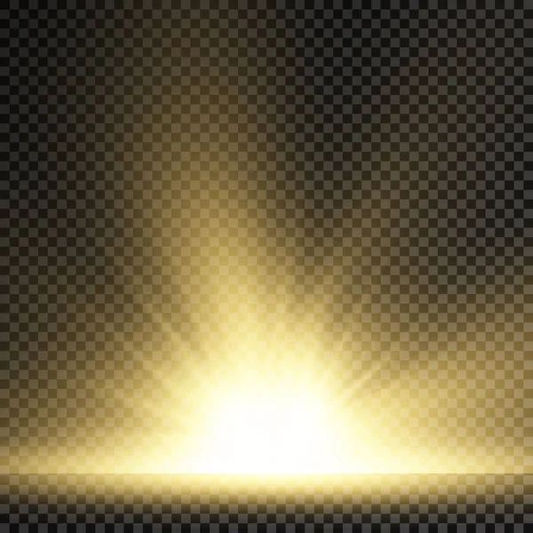 Star explosion, yellow glow lights sun rays. — Stock Vector
