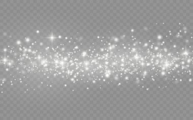 Beyaz toz parçacıkları, parlayan ışıklar, yıldız.