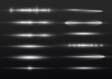 Yatay ışık ışınları, parlayan beyaz çizgi ışınları.