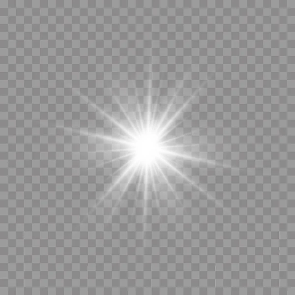 Hvězda praskla světlem, bílé sluneční paprsky. — Stockový vektor