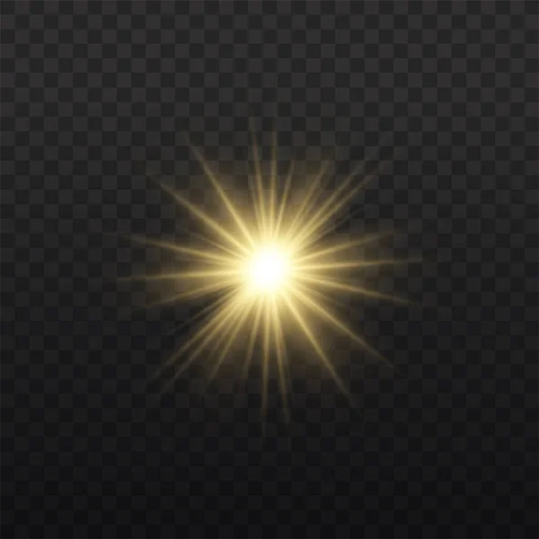星のバースト光、黄色の太陽光線. — ストックベクタ