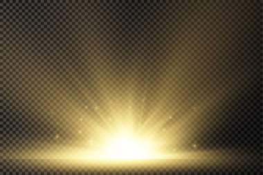 Yıldız patlaması, sarı parlayan ışıklar güneş ışınları.