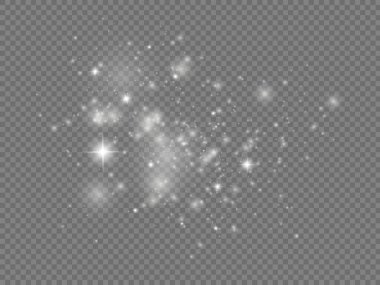 Beyaz toz kıvılcımlar ve yıldızlar, ışık efekti.