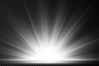 Yıldız patlaması, beyaz parlayan ışıklar güneş ışınları.