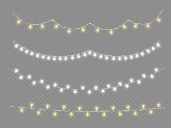 Weihnachten leuchtende Lichtergirlande, LED-Neonlampe. — Stockvektor