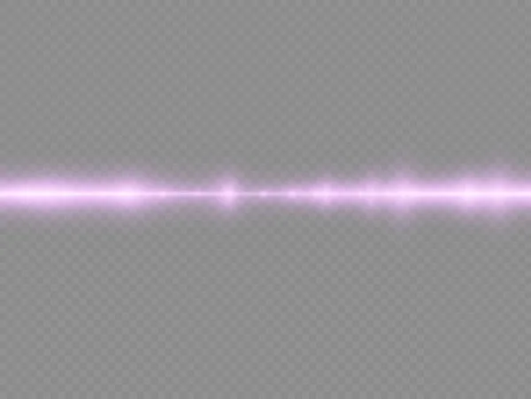 Rayos de luz violeta horizontal, línea púrpura del flash. — Vector de stock