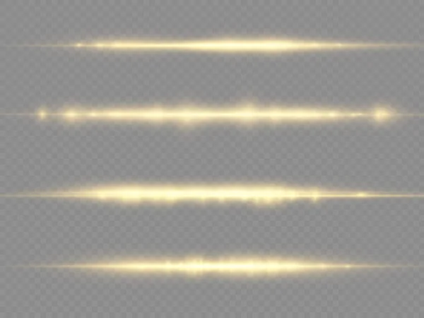 Horizontal light ray, flash yellow horizontal line — Stock Vector