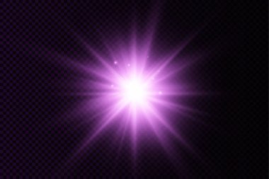 Mor parlak ışık yıldızı, menekşe patlaması güneş ışınları.