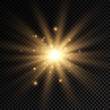 Parlak ışık yıldızı, sarı güneş ışınları, güneş ışığı.