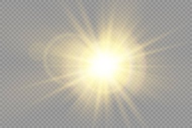 Parlak ışık yıldızı, sarı güneş ışınları, bokeh.