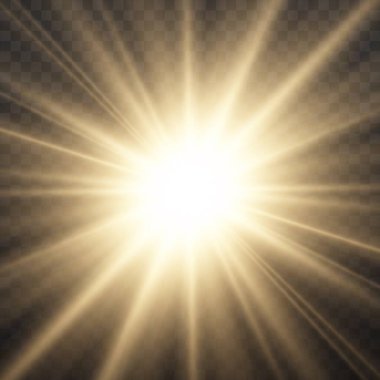 Işıklı yıldız patlaması, sarı güneş ışınları. 