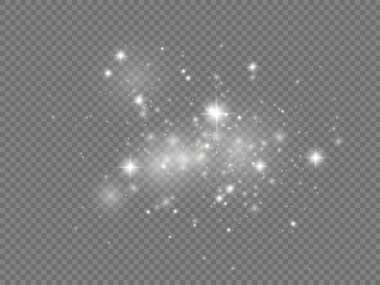 Beyaz toz kıvılcımlar ve yıldızlar, ışık efekti.