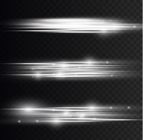 Οριζόντιες ακτίνες φωτός, λευκή οριζόντια γραμμή λάμψης — Διανυσματικό Αρχείο