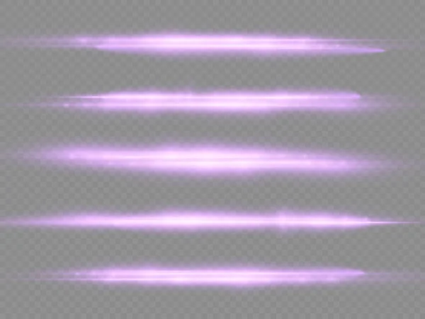 Paarse gloeilijn, paarse horizontale lichtstralen — Stockvector