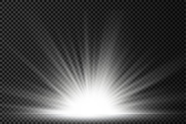 Yıldız patlaması, beyaz parlayan ışıklar güneş ışınları.