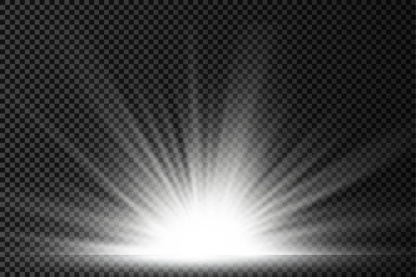 Yıldız patlaması, beyaz parlayan ışıklar güneş ışınları.