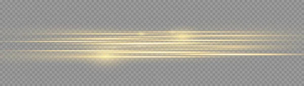 Золотая линия свечения, желтые горизонтальные лучи света — стоковый вектор