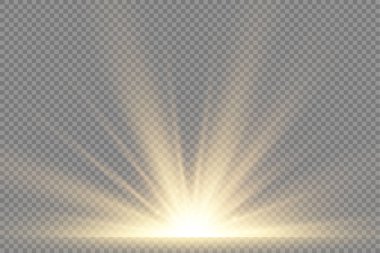 Yıldız patlaması, sarı parlayan ışıklar güneş ışınları.