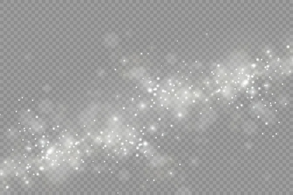 Sparkling white magic dust particles bokeh light. — Stock Vector