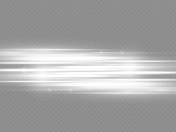 Raios de luz horizontais, linha horizontal branca flash —  Vetores de Stock