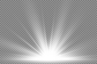 Yıldız patlaması, beyaz parlayan ışıklar güneş ışınları.