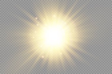 Parlak ışık yıldızı, sarı güneş ışınları, bokeh.