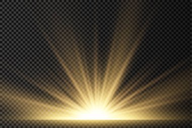 Yıldız patlaması, sarı parlayan ışıklar güneş ışınları.