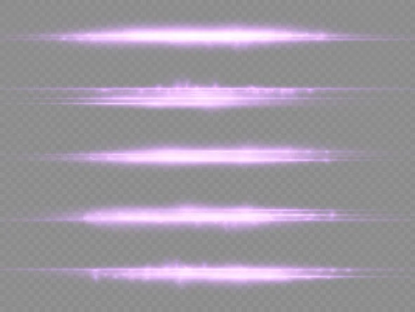 Фіолетова лінія світіння, фіолетові горизонтальні світлові промені — стоковий вектор