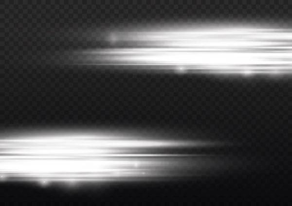 水平光线，闪光的白色水平线 — 图库矢量图片