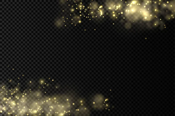 Işıldayan altın sihirli toz parçacıkları ışık saçar.