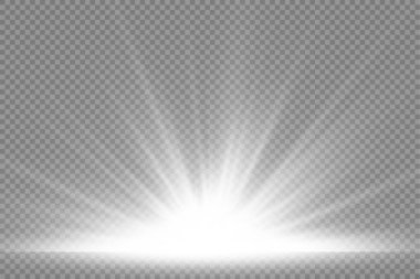 Yıldız patlaması, beyaz parlayan ışıklar güneş ışınları.