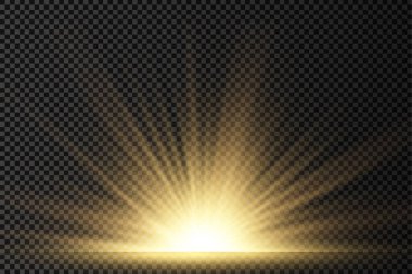 Yıldız patlaması, sarı parlayan ışıklar güneş ışınları.