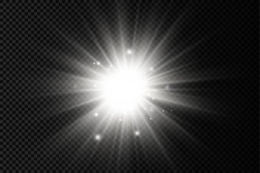 Parlak ışık yıldızı, beyaz güneş ışınları, güneş ışığı.