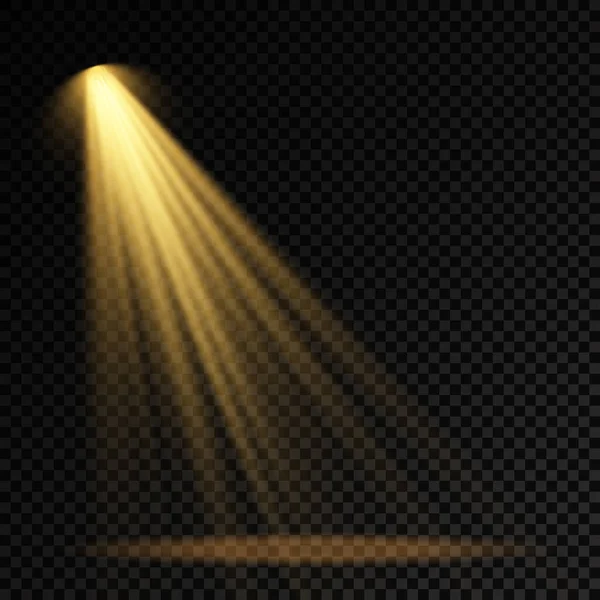 Žluté světlo reflektoru, zlaté světlo projektoru — Stockový vektor
