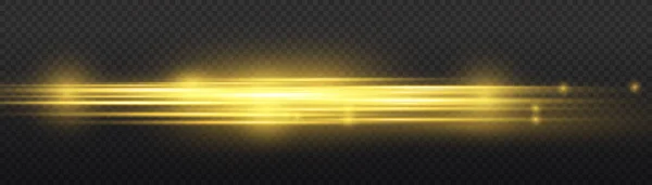 Золота лінія світіння, жовті горизонтальні світлові промені — стоковий вектор