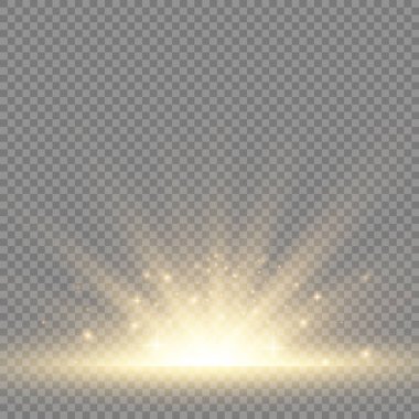 Yıldız patlaması, sarı parlayan ışıklar güneş ışınları.