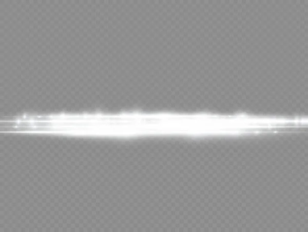 Rayons lumineux horizontaux, flash ligne horizontale blanche — Image vectorielle
