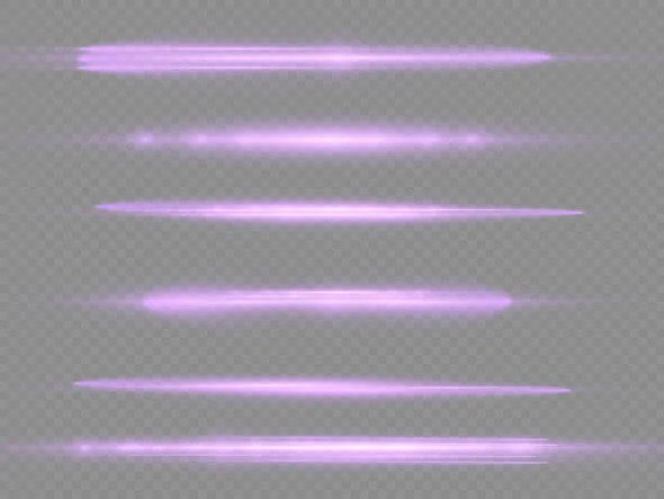 Línea de brillo púrpura, rayos de luz violeta horizontal — Archivo Imágenes Vectoriales