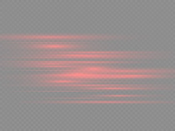 Yatay ışık ışınları, parlayan kırmızı yatay çizgi — Stok Vektör