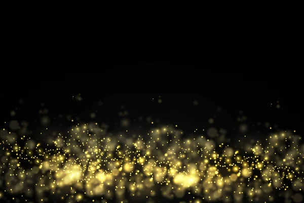 Csillogó arany mágikus por részecskék bokeh fény. — Stock Vector