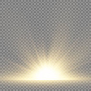 Yıldız patlaması, sarı parlayan ışıklar güneş ışınları.
