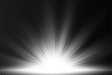 Yıldız patlaması, beyaz parlayan ışıklar güneş ışınları.