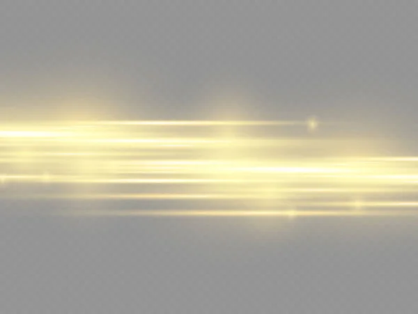 Arany fényvonal, sárga vízszintes fénysugarak — Stock Vector