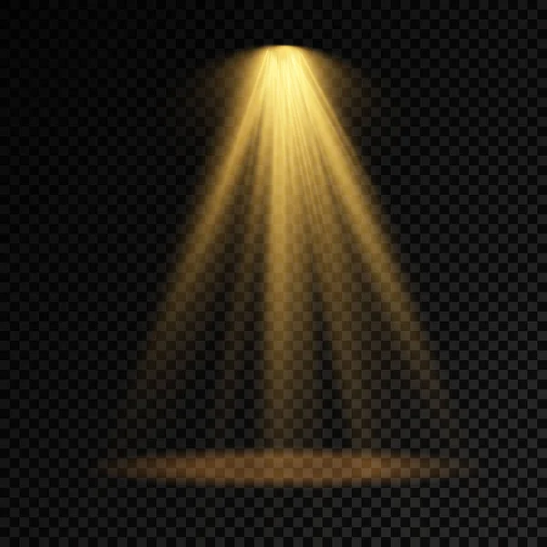 Ein gelber Beleuchtungsscheinwerfer goldenes Projektorlicht — Stockvektor